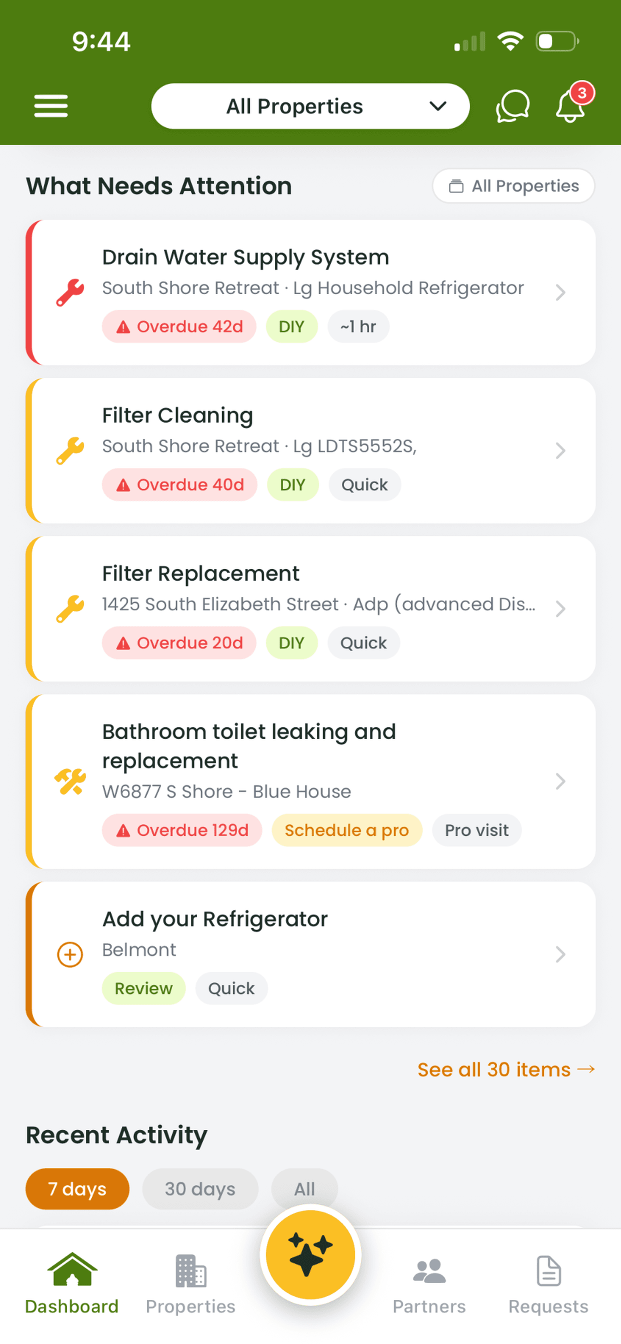 Maintenance recommendation from the HeyProactive Agent with the option to schedule a trusted service partner